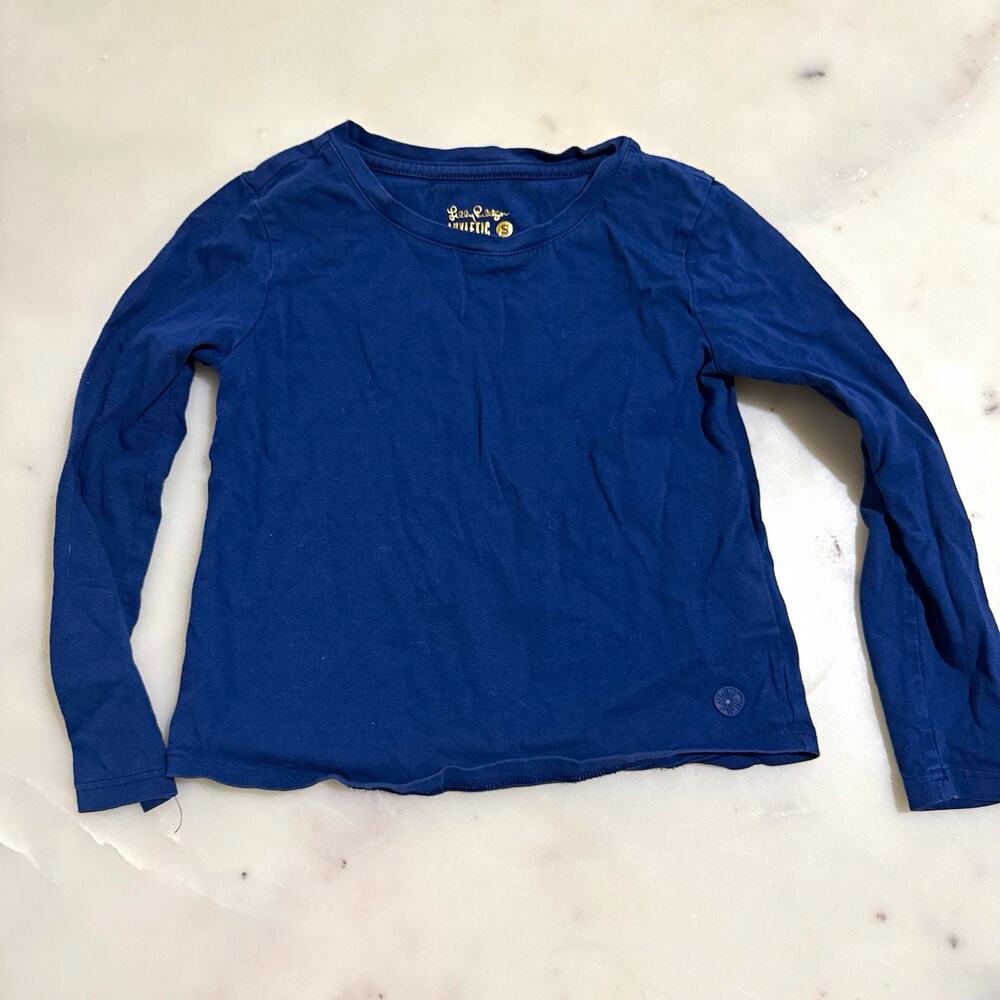 Lilly Pulitzer Girl’s S Luxletic Kid Blue Solid Long Sleeve Crew Neck T-Shirt